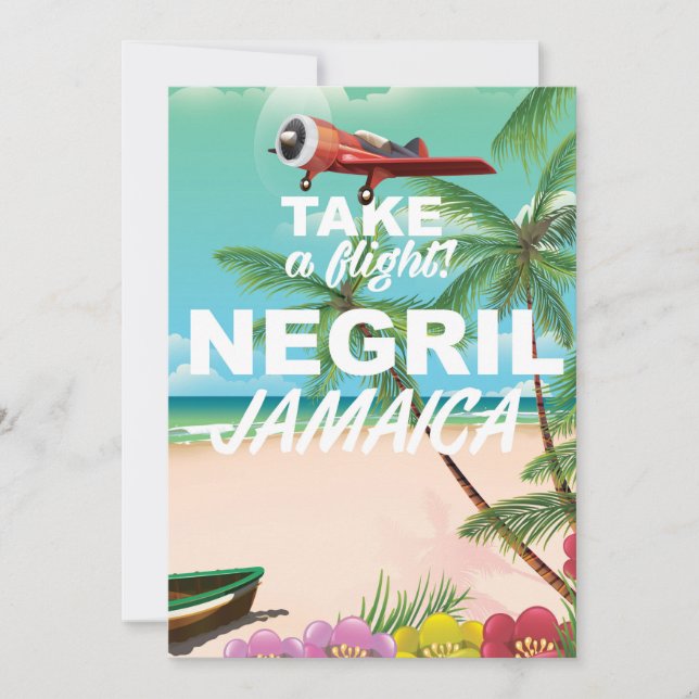 Negril Beach Jamaica vintage travel poster (Front)