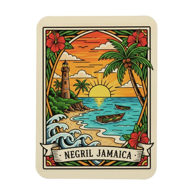 Negril Jamaica Beach Magnet (Vertical)