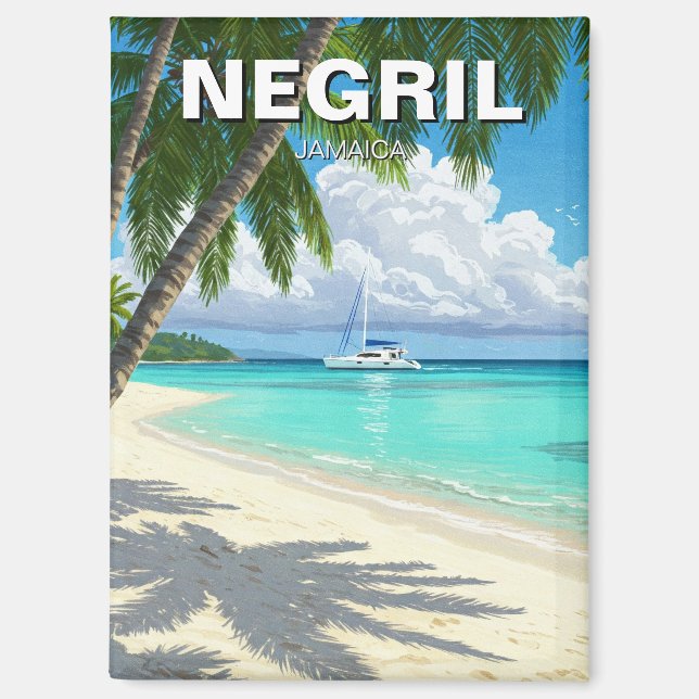 Negril Jamaica Beach Travel Magnet (Front)