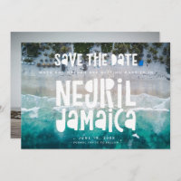 Negril Jamaica Beach Wedding Photo Save the Date