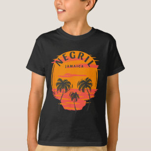 Negril Jamaica Palm Trees Sunset Skull Beach Vacat T-Shirt