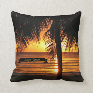 Negril, Jamaica sunset Throw Pillow