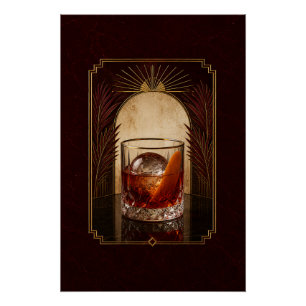 Negroni Art Deco Poster   Printable Black Gold Hom