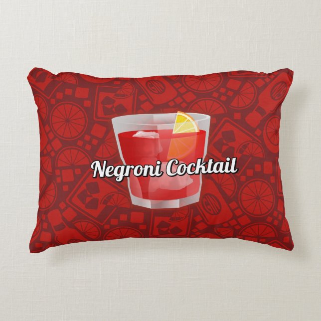 Negroni Cocktail Accent Pillow (Front)