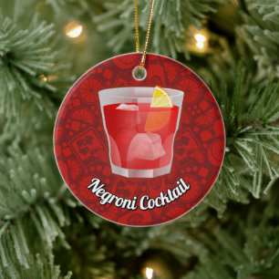 Negroni Cocktail Ceramic Ornament