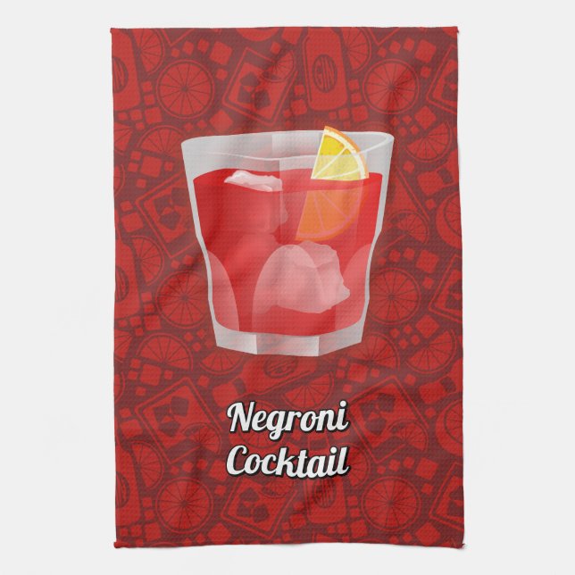 Negroni Cocktail Kitchen Towel (Vertical)