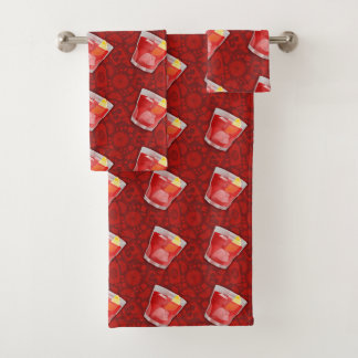 Negroni Cocktail Pattern Bath Towel Set
