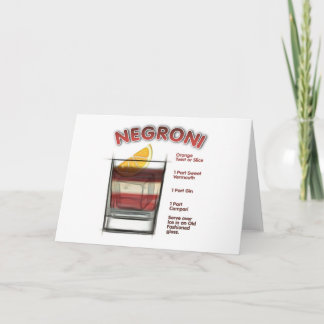 NEGRONI Cocktail Recipe Art Card