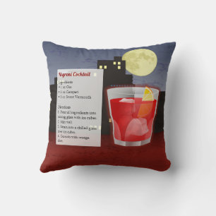 Negroni Cocktail Recipe Throw Pillow
