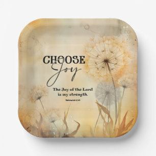 Nehemiah 8:10 Joy of the Lord Bible Dandelion Paper Plate
