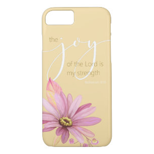 Nehemiah 8:10 Pink Watercolor Daisy Case-Mate iPhone Case