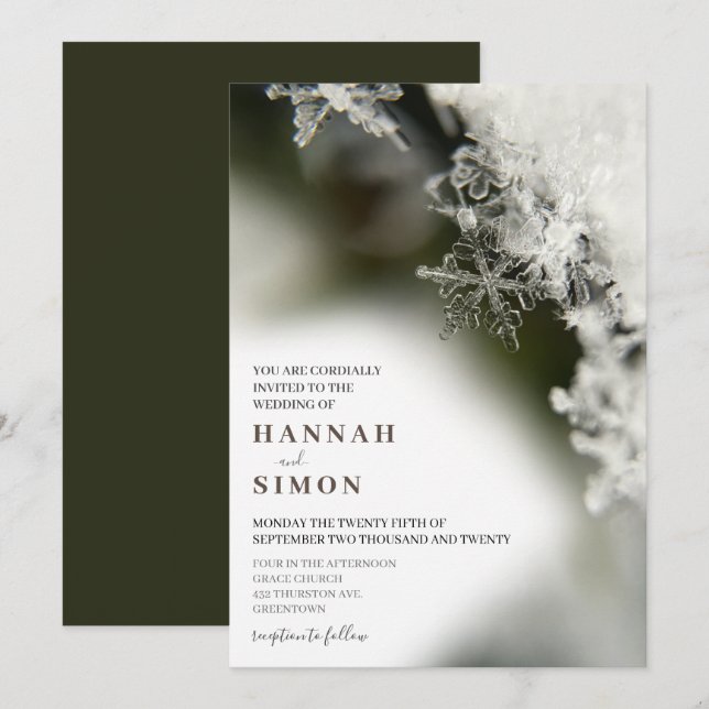 Neige argentée Noël Mariage d'hiver Invitation (Devant / Derrière)