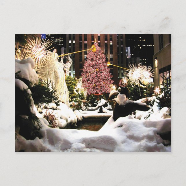 Neige au Rockefeller Center Carte postale Arbre de (Devant)