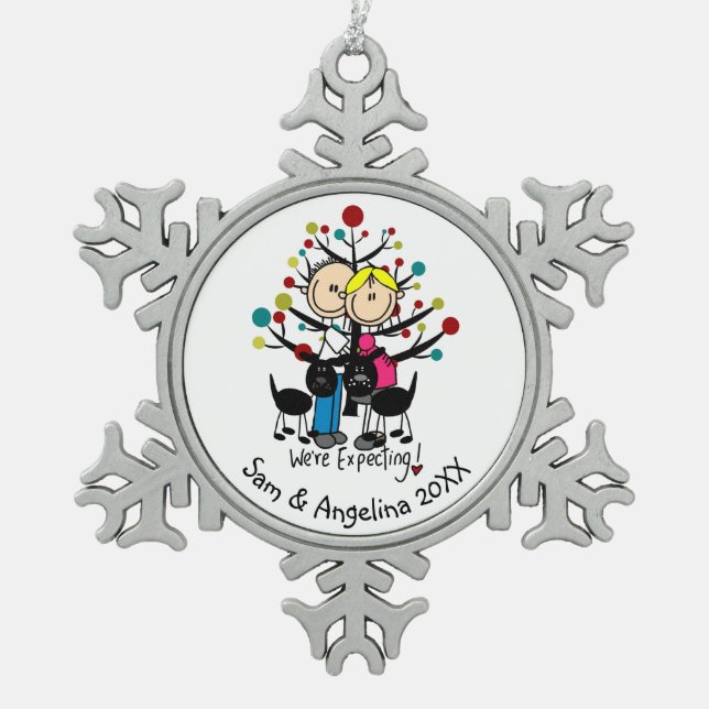 Neige Couple personnalisé, Garçon, Ornement de Flocon de (Devant)