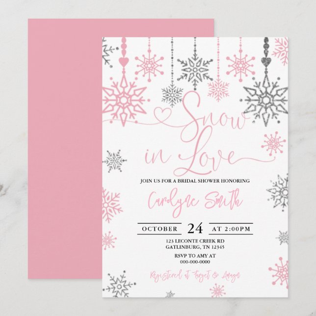 Neige dans l'amour hiver nuptiale Invitation douch (Devant / Derrière)