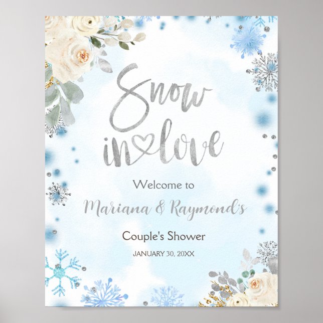 Neige en amour Affiche de bienvenue de douche de C (Devant)
