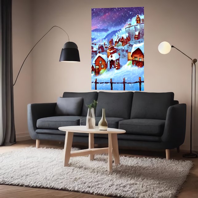 neige et hiver dans le village | AI Art Poster (Créateur téléchargé)