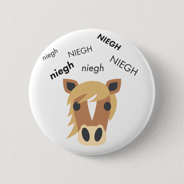 Neigh Horse Cute Emoji 2 Inch Round Button (Front)