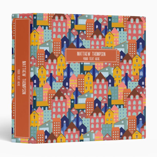 Neighborhood Block City Houses Pattern Binder (Front/Spine)