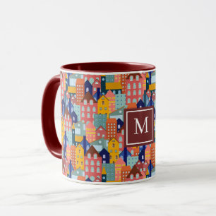 Neighborhood Block City Houses Pattern Mug