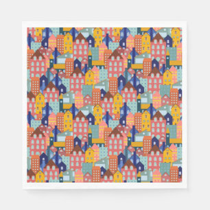 Neighborhood Block City Houses Pattern Napkin