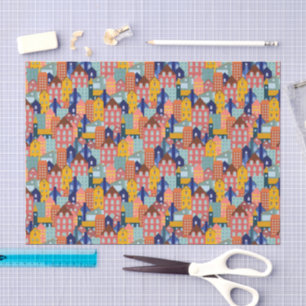 Neighborhood Block City Houses Pattern Tissue Paper