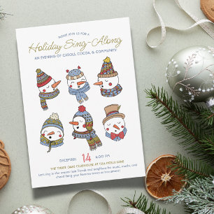 Neighborhood Party Snowmen Holiday Singalong Invitation