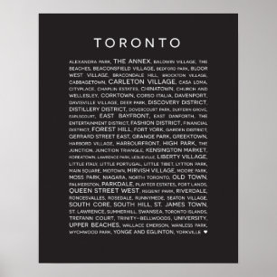 Neighborhoods of Toronto Poster - black and white