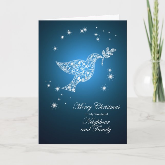 Neighbour and family, Dove of peace Christmas card (Front)