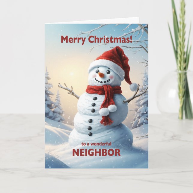 Neighbour Christmas Snowman  Holiday Card (Front)