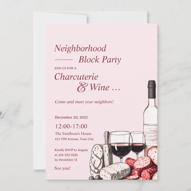Neighbourhood Block Party Charcuterie & Wine  Invitation (Front)