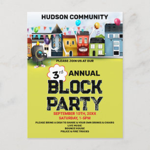Neighbourhood Block Party Invitation Postcard
