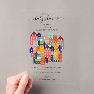 Neighbourhood House Baby Shower Acrylic Invitations
