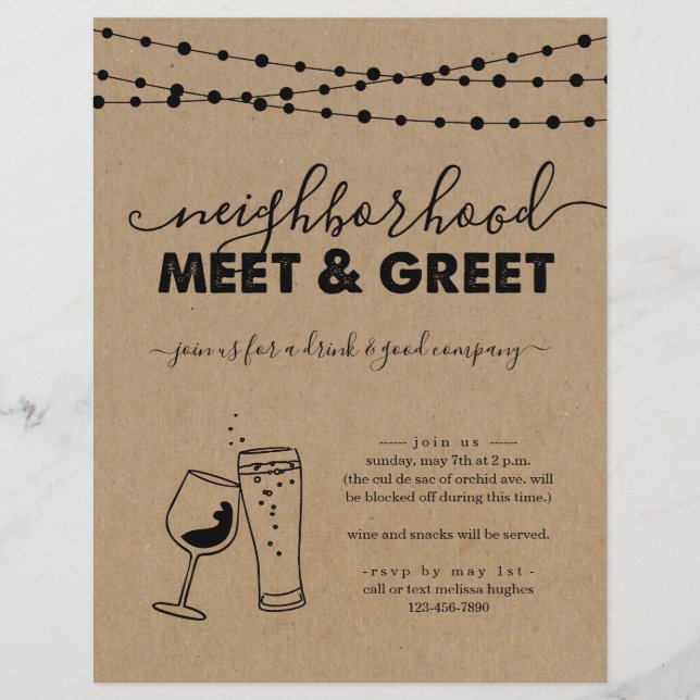 Neighbourhood Meet and Greet Party Invitation Flye Flyer (Front)