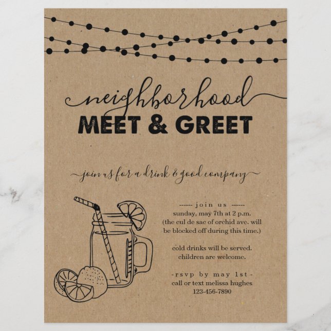 Neighbourhood Meet and Greet Party Invitation Flye Flyer (Front)