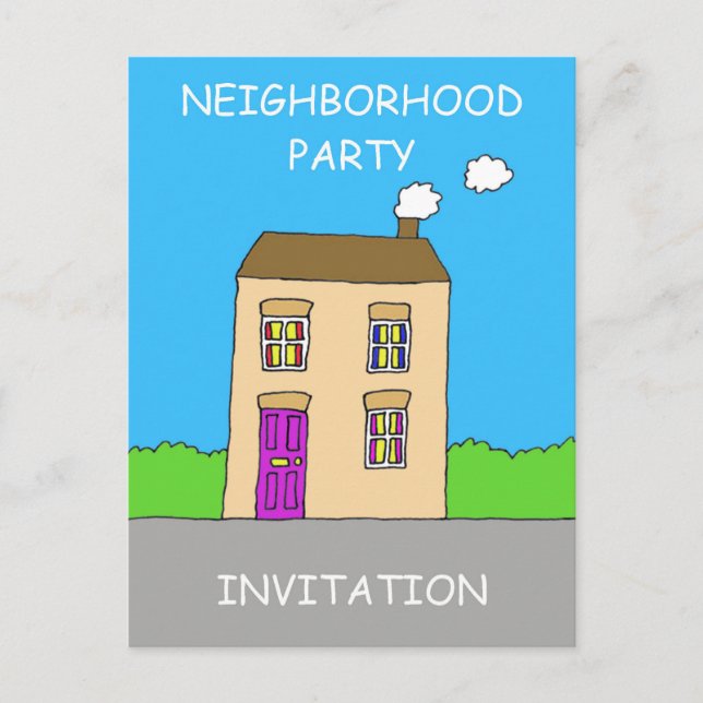 Neighbourhood Party Invitation. Invitation Postcard (Front)
