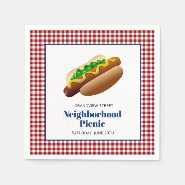 Neighbourhood Picnic With Hot Dogs Napkin (Front)