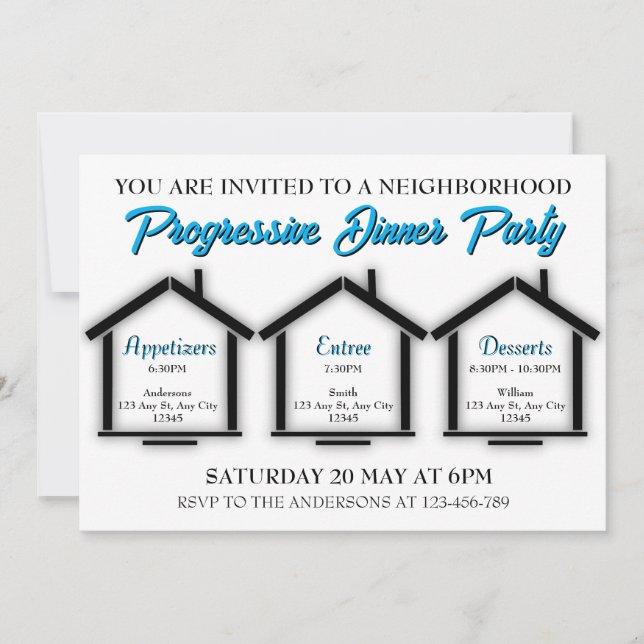 Neighbourhood Progressive Dinner Invitation (Front)