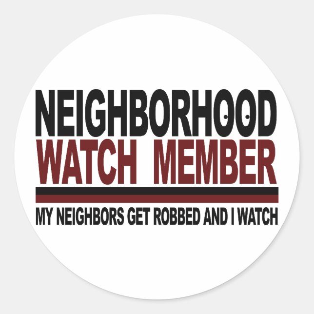 Neighbourhood Watch Member Classic Round Sticker (Front)