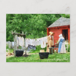 Neighbours Gossiping on Washday Postcard