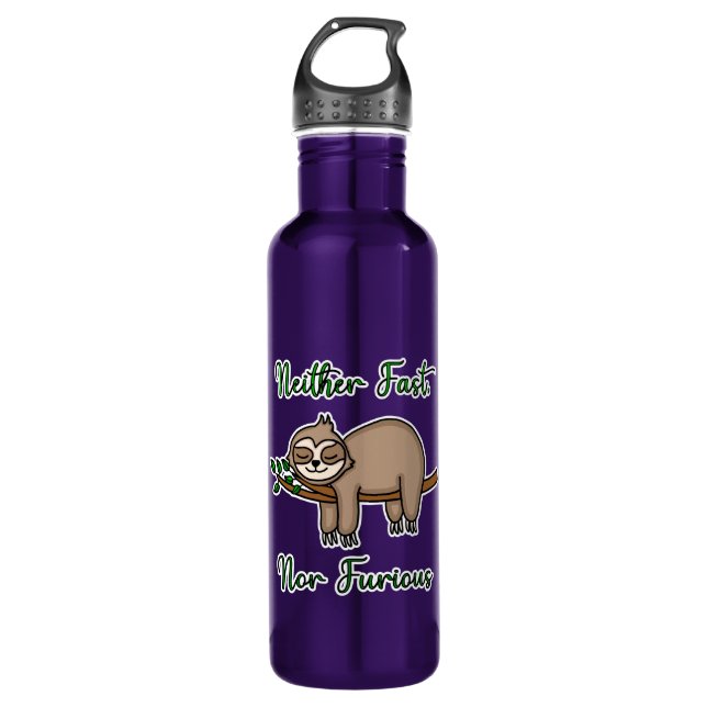 Neither Fast nor Furious Lazy Sloth on Tree Branch 710 Ml Water Bottle (Front)
