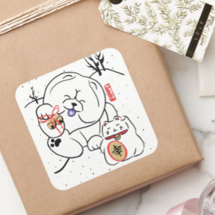 NEKO and INU Chow and cat holiday Square Sticker