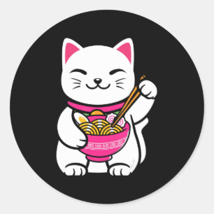 Neko Cat Ramen Anime Kawaii Teen gift Classic Round Sticker