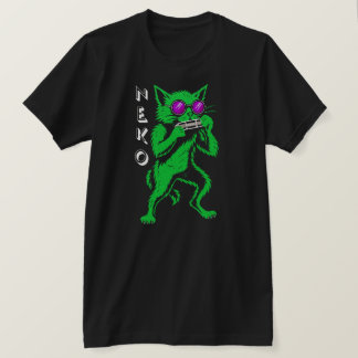 Neko Harmonica Blues Cat T-Shirt . Neko means Cat 