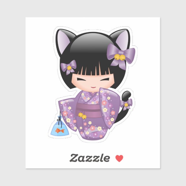 Neko Kokeshi Doll - Cat Ears Geisha Girl (Sheet)