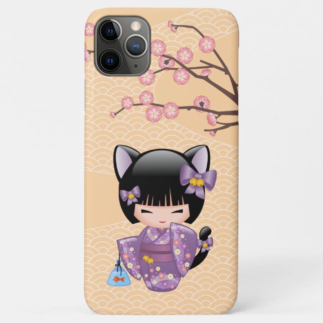 Neko Kokeshi Doll - Cat Ears Geisha Girl Case-Mate iPhone Case (Back)