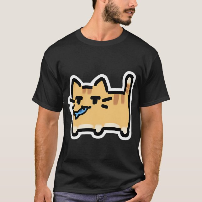 Neko - Orange Tabby With Fish T-Shirt (Front)