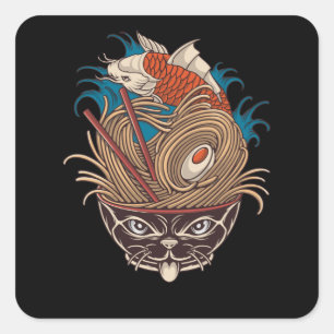 Neko Ramen Square Sticker