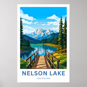 Nelson Lake Nouvelle-Zélande affiche de voyage