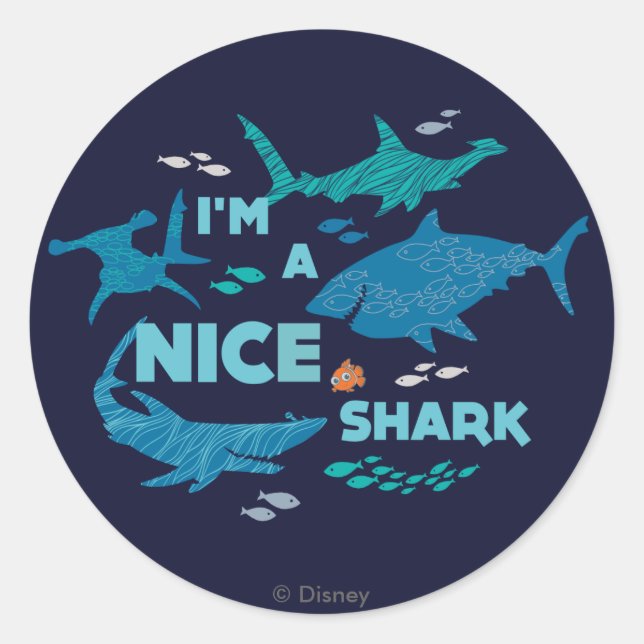 Nemo and Sharks - I'm A Nice Shark Classic Round Sticker (Front)